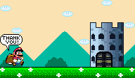 Super Mario al pasar un castillo